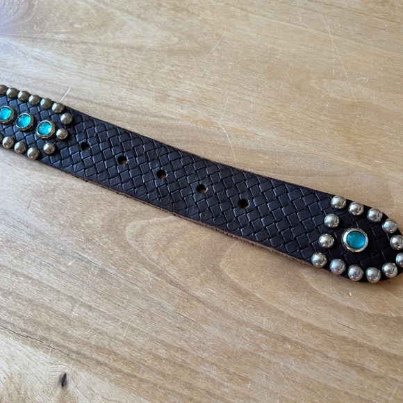 B LOW THE BELT STUDDED BEADED LEATHER WOMENS SMALL WESTERN VTG INSPIRED Y2K BOHO - Picture 2 of 11